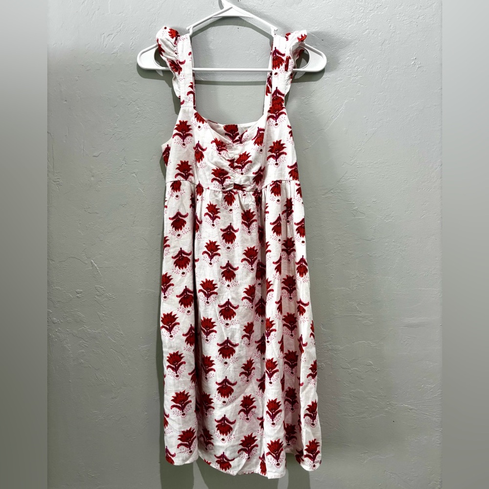 J. Crew White Dress with Red Floral Print
